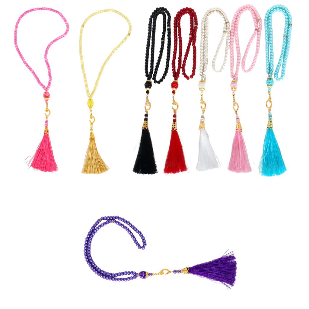 Multicolor Islamics Prayer Beads Sturdy Glass Tasbih Hand Strung Set of 8 for Spiritual Practice Jewelry Accessory