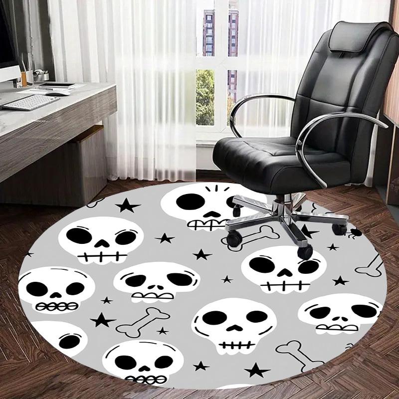 1pc Office Carpet Chair Mats Skulls, Bones, Stars Pattern Perfect for Decorating Office Chairs, Living Rooms, Or Bedrooms
