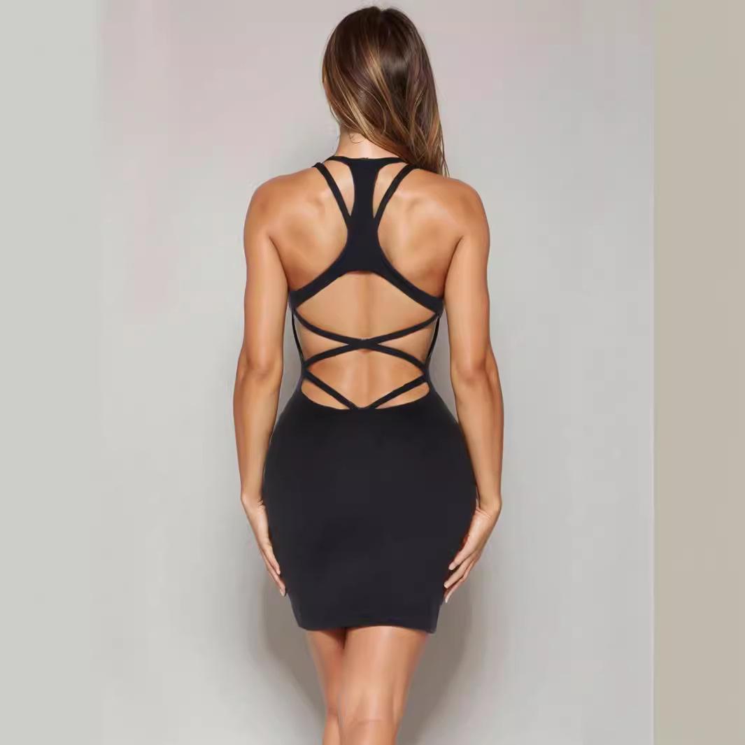 

Spicy Girl Bodycon Dress: High Elastic, Skin-Friendly, Seamless, Moisture-Wicking & Quick-Drying Small чорний