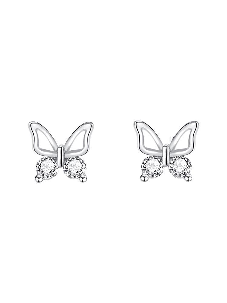 Butterfly Cubic Zirconia Stud Earrings for Women - Elegant, Simple, and Versatile Design