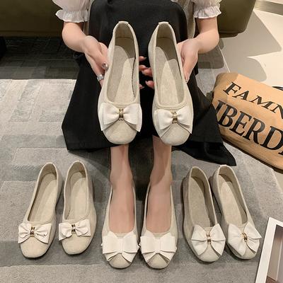 Women Girls Solid Plus Size Slip On Flat Shallow Comfort Casual Single Shoes