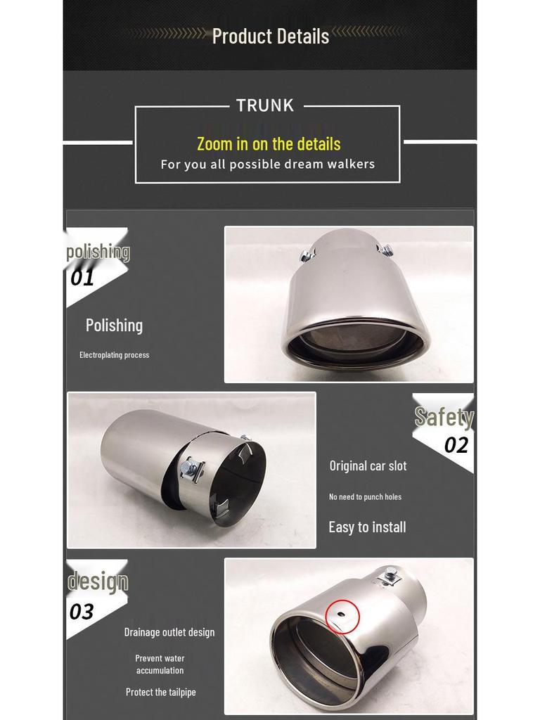 Țeavă de eșapament din oțel inoxidabil pentru Haval H6 Odyssey Camry Santa Fe ASX 10CRV