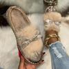 Aphixta Furry Crystal Bow Dec Women's Casual Shoes 3cm Flat Platform Loafers Short Plush Warm Autumn Winter Woman Flats Size 43