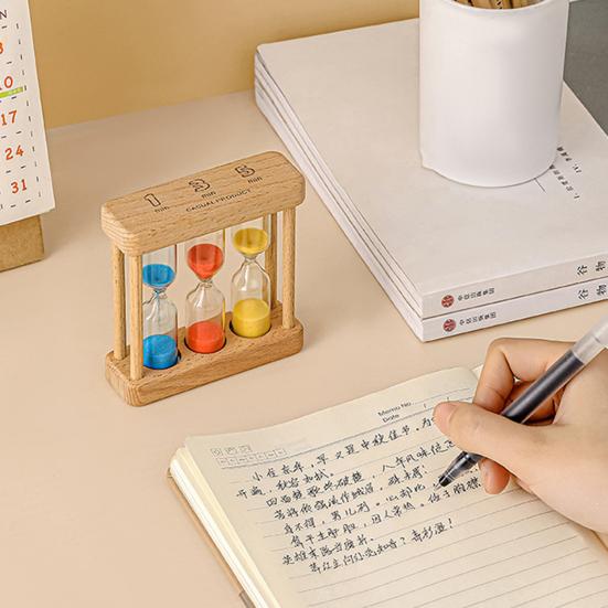 Sand Timer Set 1Min 3Min 5Min Hourglass 3-in-1 Desktop Sand Clock for Cooking Classroom Exercise Home Office Decoration