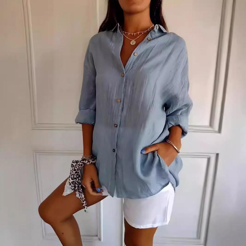 Sommer Plissee Kragenhemd Mode Damen Einfarbig Ärmelloses Top Hemd