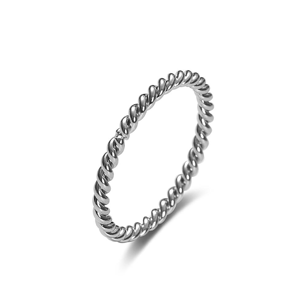 Classic Fashion Twisted Rope Slim Ring for Women Stainless Steel Wave Geometric Exquisite Finger Rings Simple Party Jewelry