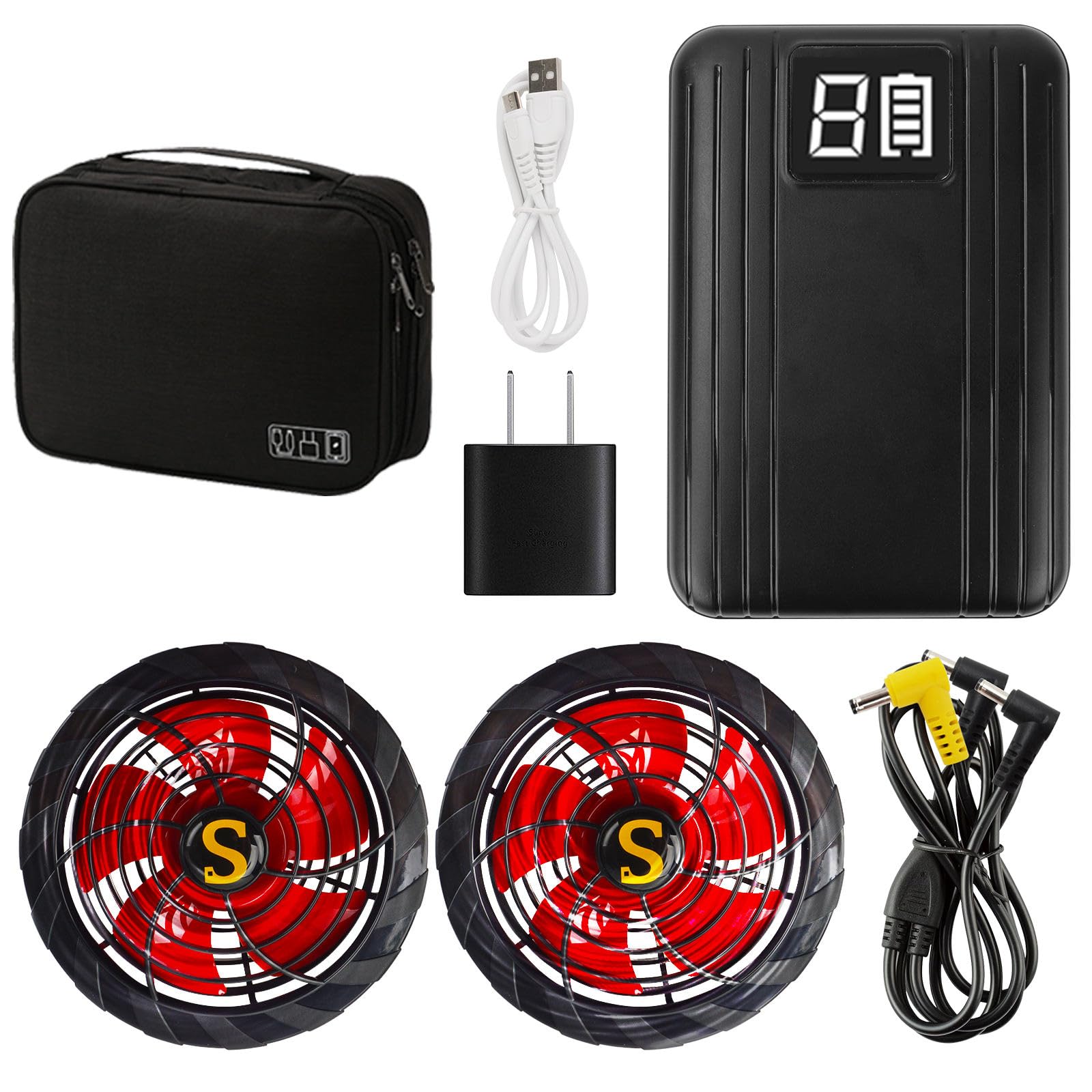 

Workwear Vest and Fan 12V 14400mAh High Up to 17 Hours of 2025 Latest Brushless Airflow Fits 9cm Clothing DC to 2DC Fan Heatstroke Prevention чорний