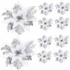 8pcs Snowflake Like Christmas Flower Gold/Silve Poinsettia Flowers  Christmas