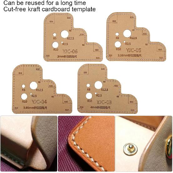 4 Pcs Circle Corner Template, Acrylic Leather Circle Corner Template DIY Leather Craft Auxiliary Cutting Ruler Stencil for Handmade Craft Making