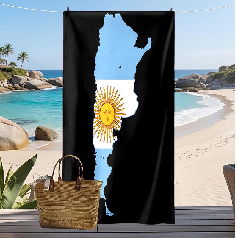 Asciugamano da Spiaggia Stampato Squadra Nazionale Argentina Asciugamano Morbido Asciugatura Rapida Coperta da Spiaggia Rettangolare Grande Portatile per Viaggi Piscina