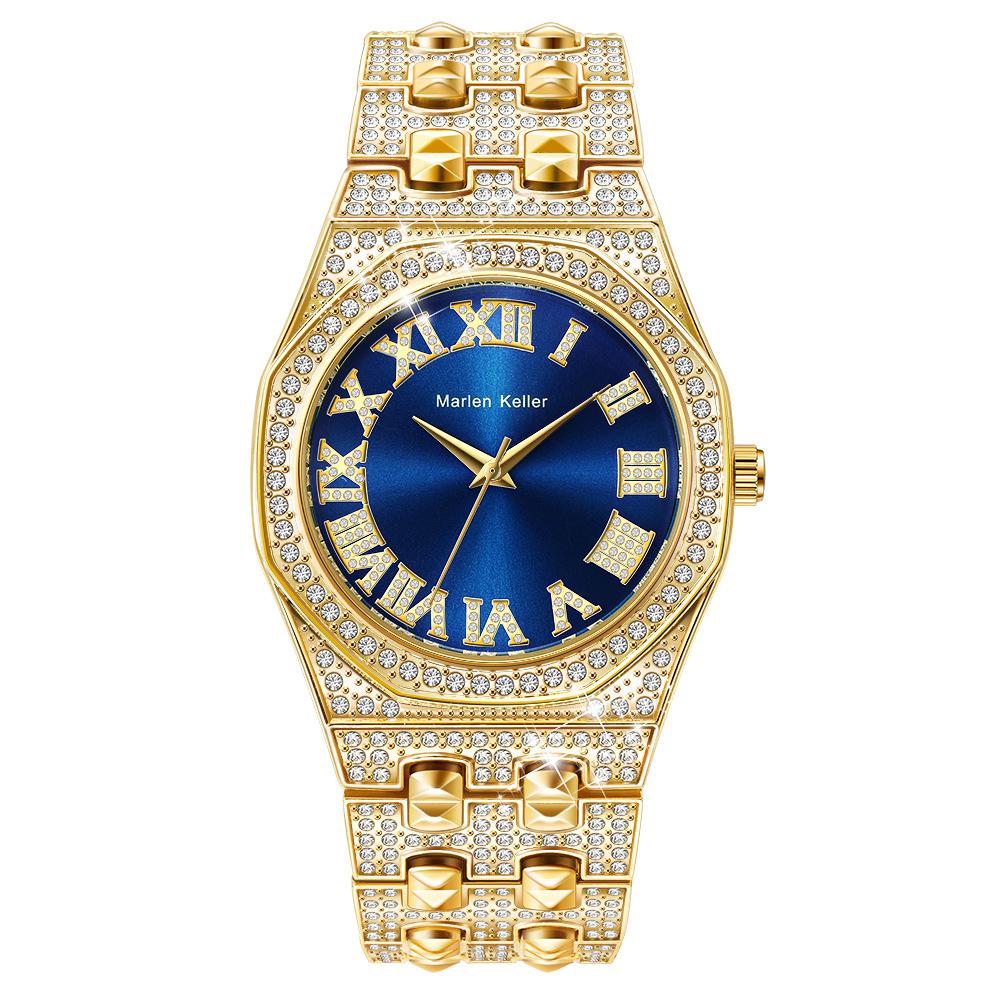 Luxury Full Diamond Men Watches Fashion Stainless Steel Strap Male Quartz Wristwatches