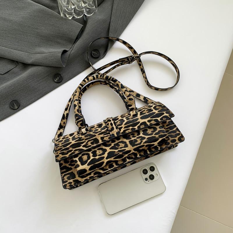 Bags Messenger Bag Women 2025 New Bag Korean Version Fashion Leopard Print Ins Messenger Portable Shoulder Small Square Bag Pu