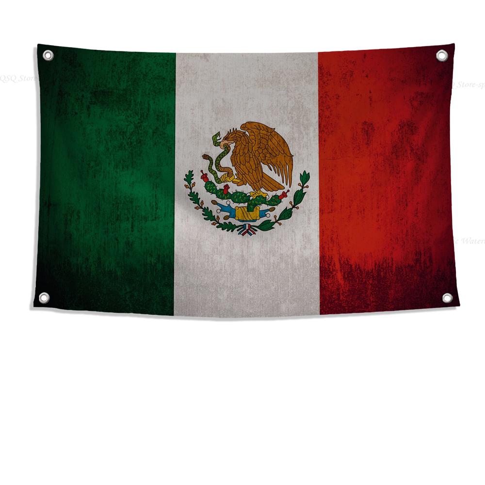1pc Mexican Flag Banners Four Hole Flag Polyester Outdoor Decor Room Aesthetic