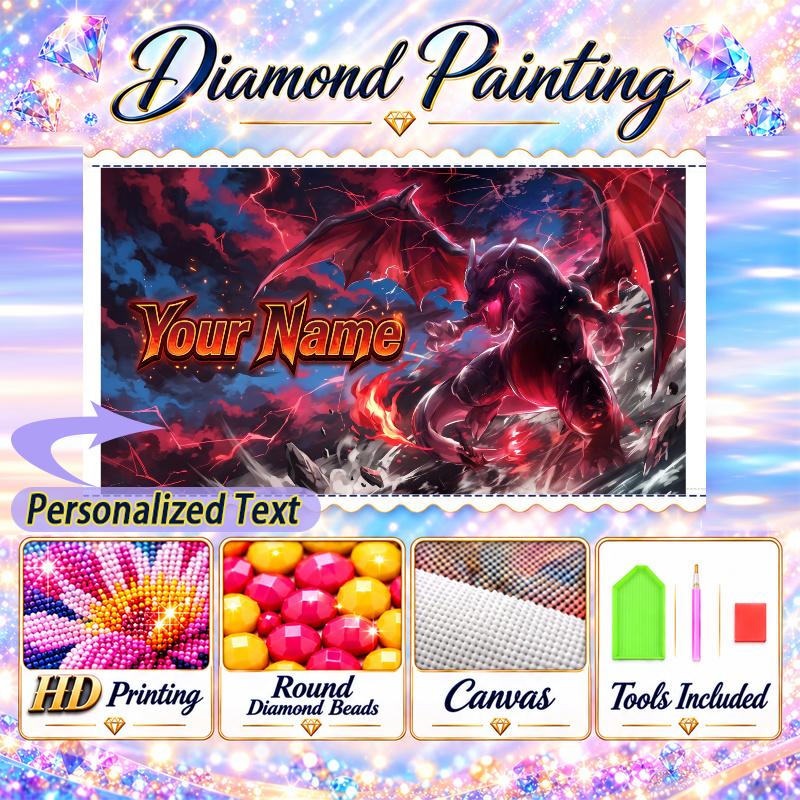 Personalized Giratina Diamond Art Custom Name 5D Diamond Painting Full Drill DIY Craft