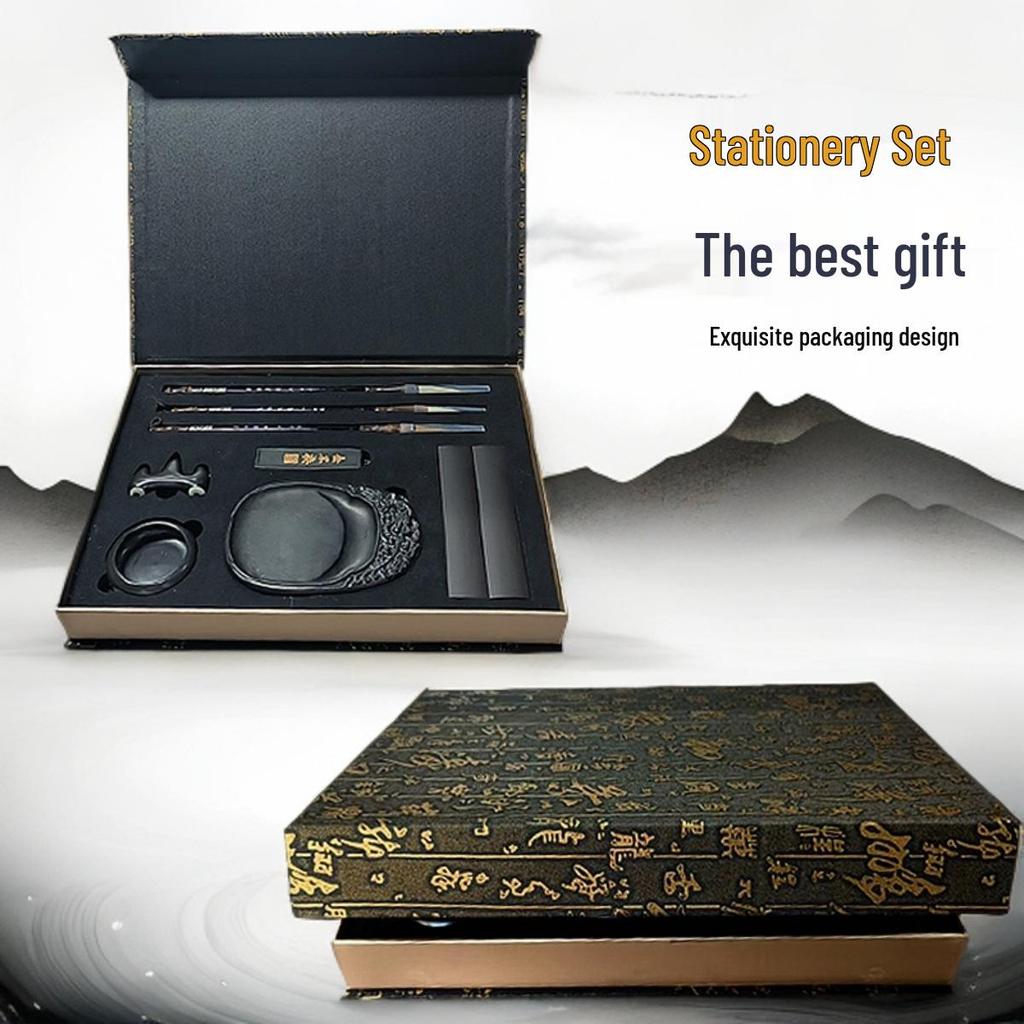 Wei Zhuang Calligraphy Gift Set: Brushes, Ink, Paper, Inkstone & Seal