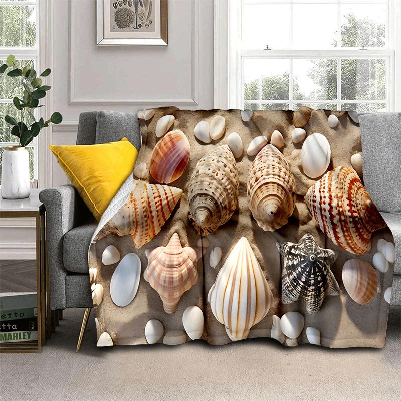 3D Starfish Beach 29 Style Shell Sea Star Sand Cartoon Blanket,Soft Throw Blanket for Home Bedroom Bed Sofa Picnic Office Cover