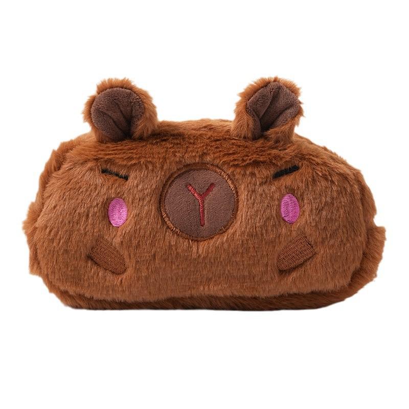 Capybara Plush Pencil Case - Large Capacity Cute Cartoon Stationery Bag for Students