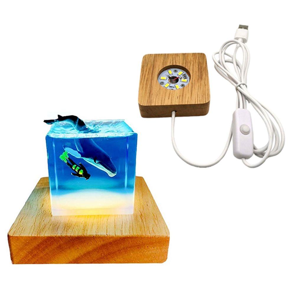 

Long Lifespan Resin Art Home Decor Lamp Base Wooden Light Base Crystal Stand Crystal Display Holder теплим білим кольором