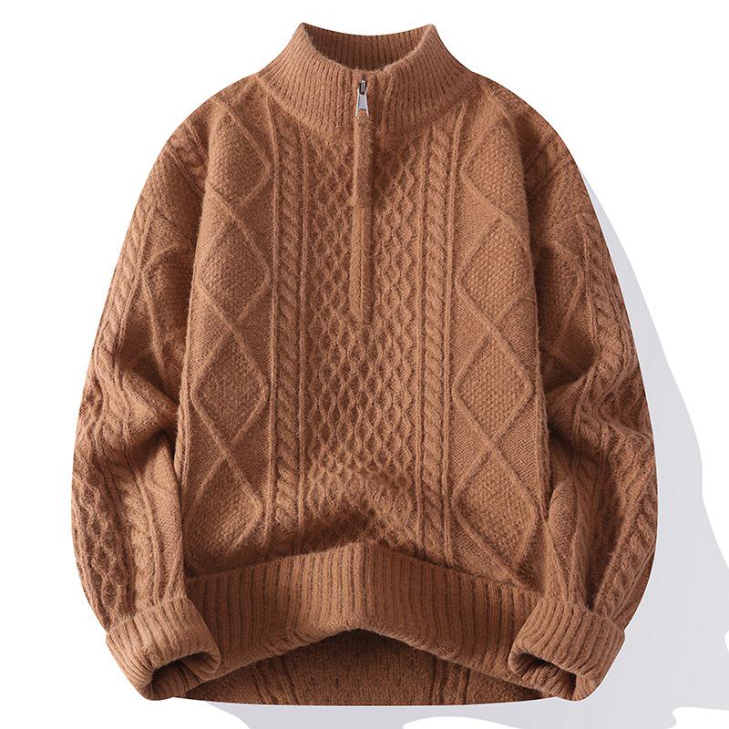 Men's 2025 Argyle Cable Knit Half-Zip Sweater - Teen Outerwear Pullover