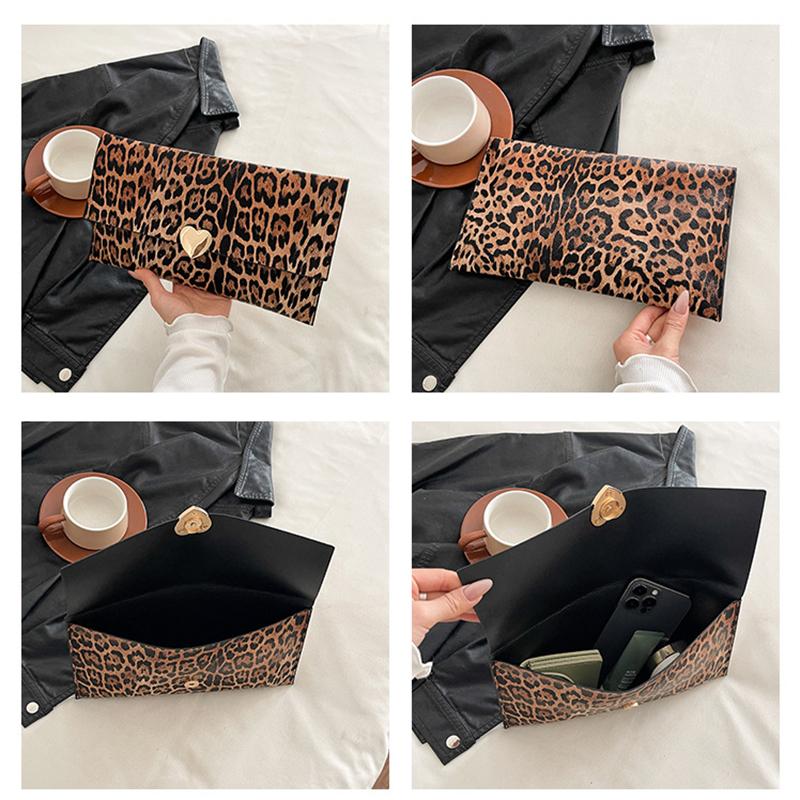Large Capacity Wallet For Women Luxury Designer PU Purse Fashion Clutch Bag Coin Wallet Closure Leopard Print Handbag CLE
