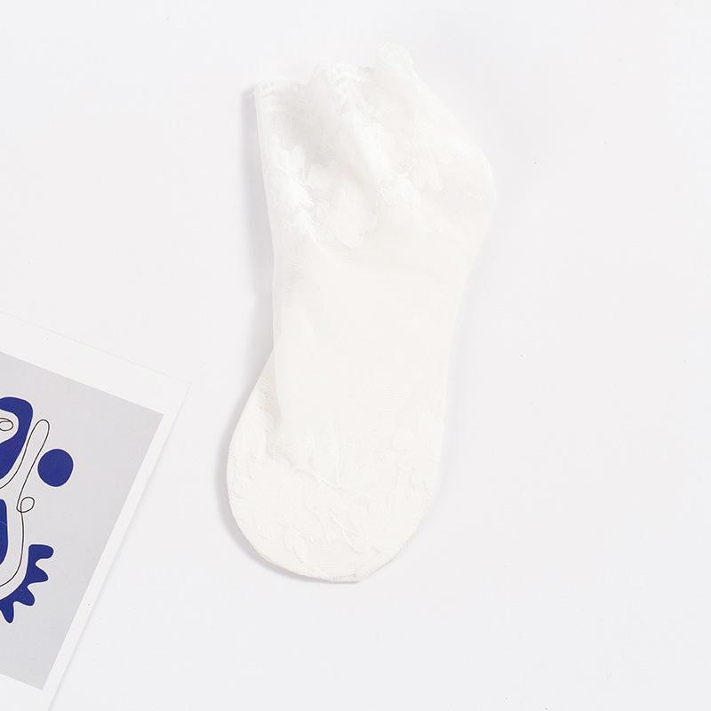 

Жіночі літні сітчасті шкарпетки з мереживною обробкою - Дихаючі та легкі панчохи для леді та студенток White card packaging, one size (34-39) білий