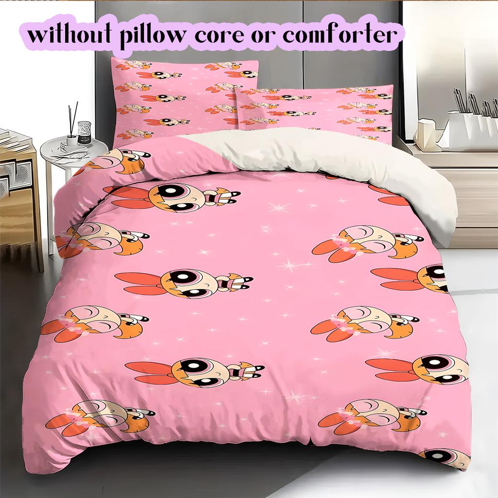 Cartoon characters Pattern Bedding Quilt Set Quilt Cover Pillowcase Home Decoration Birthday Gift (1 * duvet cover + 2 * pillowcase, without core)