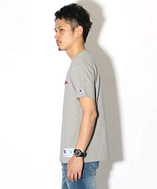 Champion Short Sleeve Classic Jock Tricolor Script Logo Oxford Size M Men's T-Shirt, Tag, Collar, Embroidery, Gray, (C3-H371)