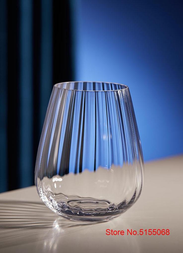 Nordischer Stil Prisma Stielloses Weinglas Leichter Luxus Streifen Kaltgetränkeglas Großer Bauch Cocktail-Misch-Weinglas Fruchttee-Tumbler