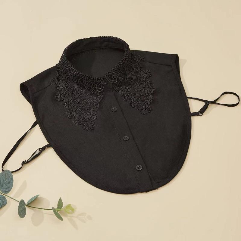 

Женский модный вышитый воротник, универсальный декор, съемный шифоновый воротник-подделка чёрный