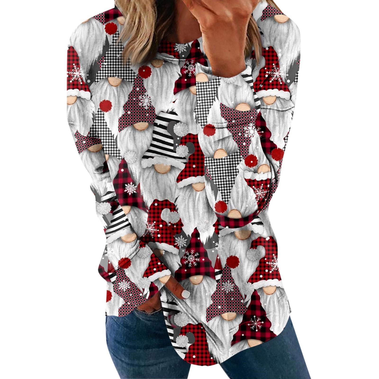 

Women s Casual CrewNeck Sweatshirt Loose Soft Christmas Print Long Sleeve Pullover Tops XXXL