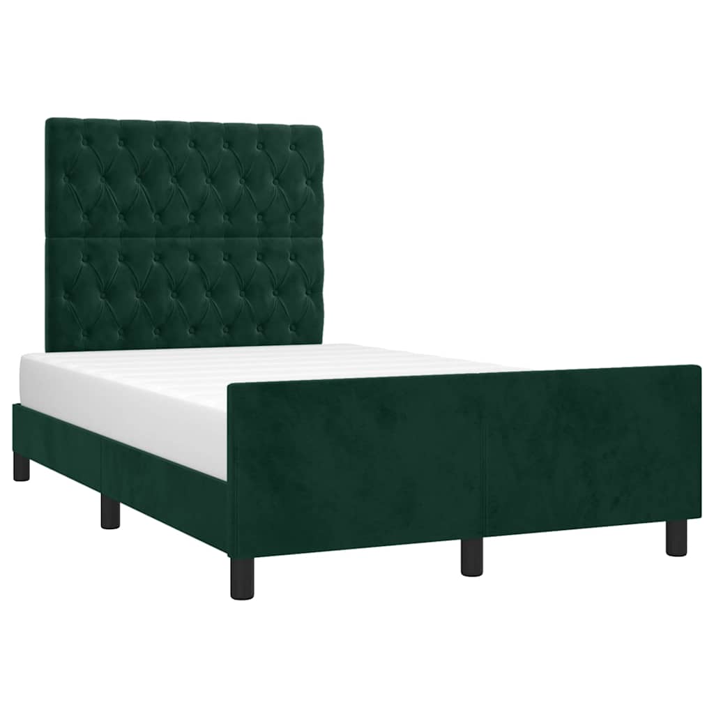 Bed Frame (No Mattress) Dark Green 120x200 cm Velvet