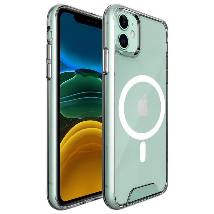 

Для iPhone 11 Чехол TPU + PC Прозрачная защита от падения на заднюю панель телефона, совместимая с MagSafe
