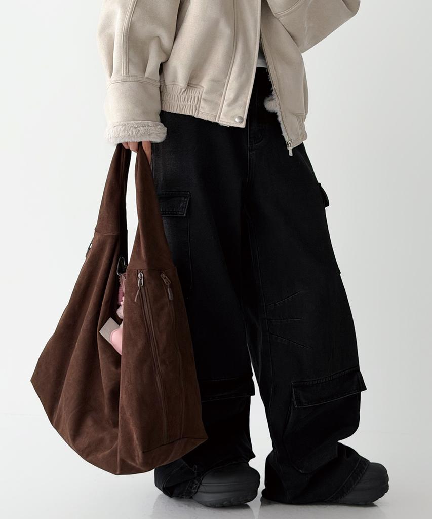 The Green Lab All Day Suede Maxi Shoulder Bag [Brown]