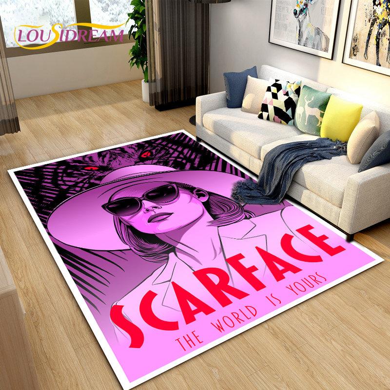 Film Scarface 3D tisk koberec velký, koberec do obývacího pokoje, ložnice, pohovky, rohožky, dekorace, dětské hrací protiskluzové rohožky