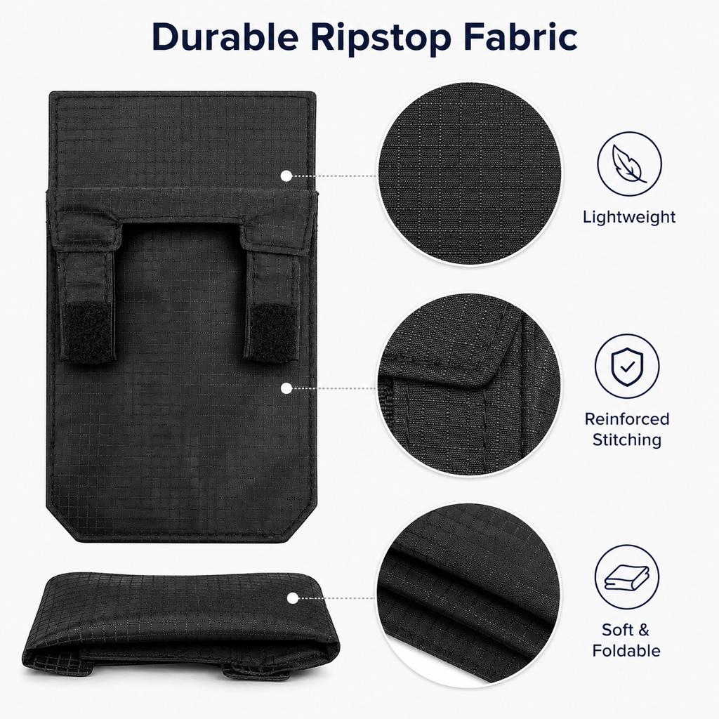 Schwarze schmale Gürteltasche Null Volumen Diebstahlschutz Gürtelclip Mini-Gürteltasche Klettverschluss Verstecktes Fach Gürteltasche