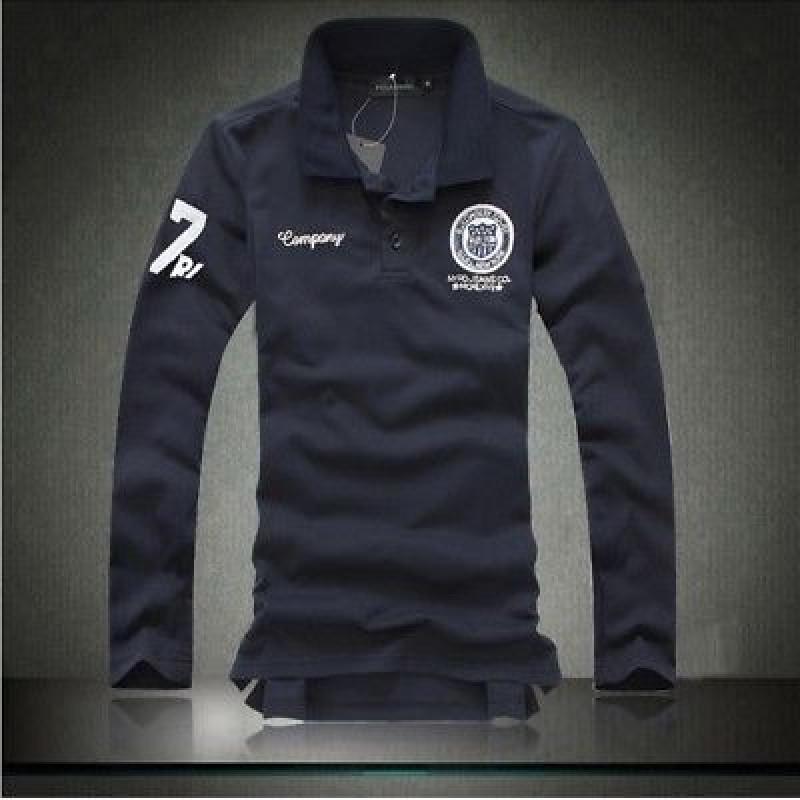 Men's New Fashion Slim Fit Long Sleeve Polo Shirt Casual Cotton Tee