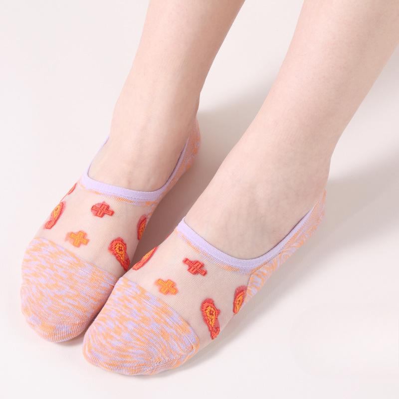 

Женские новые ретро повседневные короткие носки-лодочки из хрустального шелка, невидимые весенне-летние 1 pair фиолетовый