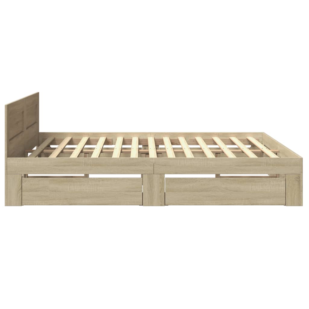 vidaXL Bettgestell mit Kopfteil Sonoma-Eiche 180x200 cm Holzwerkstoff