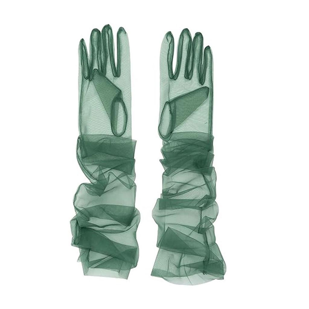 Women's Long Tulle Bridal Wedding Gloves - 27.5" Elbow Length Vintage Sheer T-Shirt Party Evening Ball Opera Gloves
