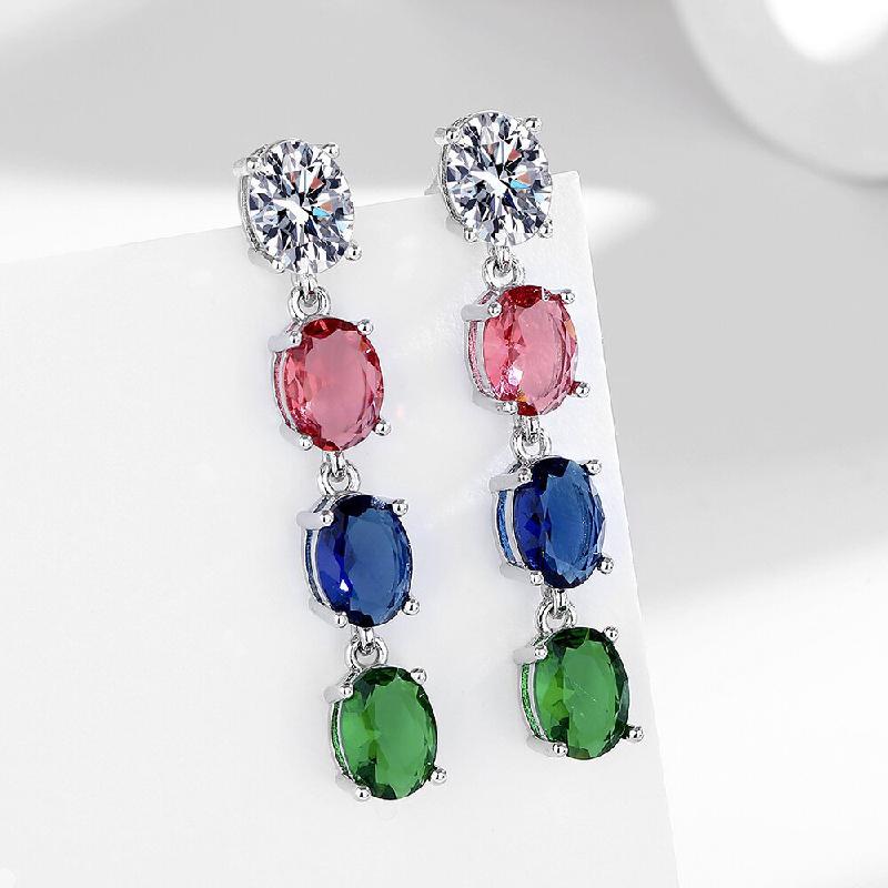 

HuiSept Fashion Zircon Drop Earrings 925 Silver Jewelry Accessories for Women Wedding Engagement Party Promise Gift Wholesale