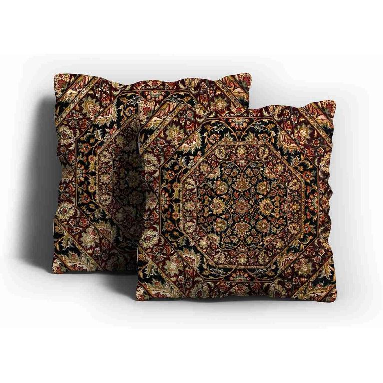 Sevimli Kabile Dokuma Kumaş Kahverengi Tonlar Gizli Fermuar Ev Kanepe Dekoratif Atma Yastık Kılıfı Minder Kılıfı Kare 20X20 İnç İki Taraflı Tasarım Baskılı