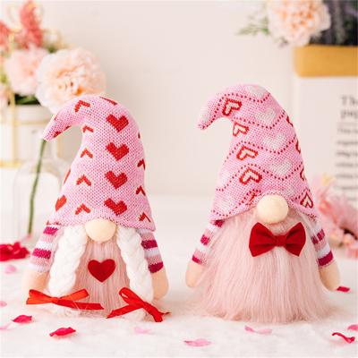 Valentine's Day Love Hat Faceless Doll, Home Decoration Gift Bow Knitted Doll