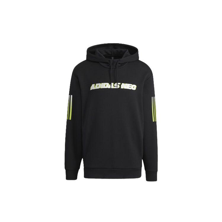 adidas Neo Men s Logo Print Stripe Hoodie Black H45192 L