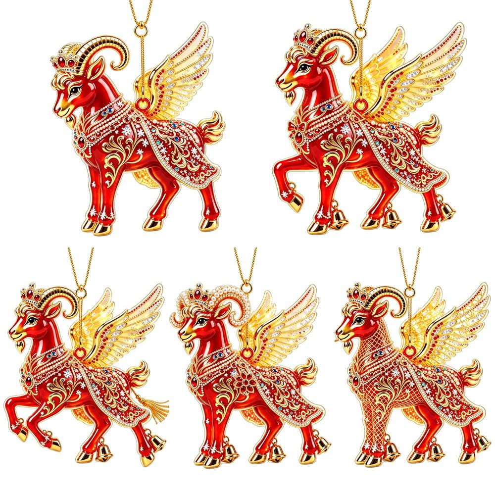 2D Flat Goat Pendant Shining Christmas Tree Ornament Animal Hanging Decoration  Shop Window Display