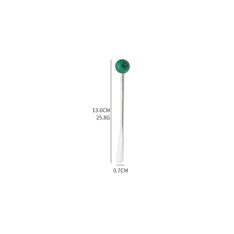 Creative Natural Stone304Stainless Steel High-Quality Spoon Round Ball Coffee Stirring Spoon Afternoon Tea Beverage Stirring Sti