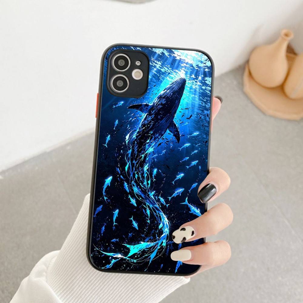 Classic Marine Animal Whale Phone Case For IPhone 14 11 12 13 Mini Pro Max 8 7 Plus X XR XS MAX Translucent Matte Cover