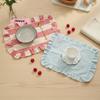 M-Minimalistisches Streifen-Rüschen-Platzset Kaffeetischmatte, Back-Lebensmittel-Fotografie-Serviette Heim-Schreibtisch-Dekoration