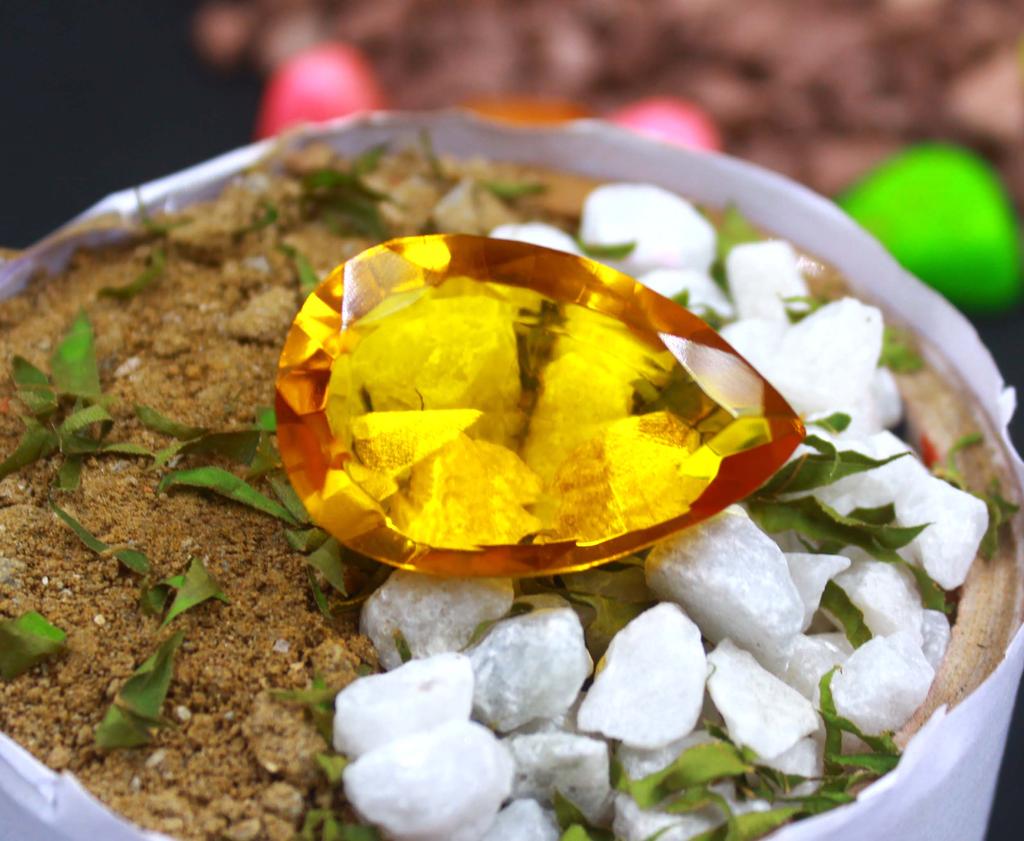 89.05 Carat Unique Quality EGL Pear Shape Certified Yellow Citrine Lab Created Gemstone SN392