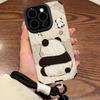 Panda Doll Hand Rope Suitable for Apple 16PRO Mobile Phone Case 15 Pupil Eye Sheepskin 14 Cute Anti-drop 13 Silicone XR