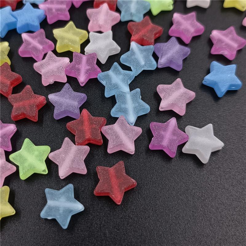 50Pcs Frosted Matte Acrylic Heart Star Beads Pendant DIY for Necklace Bracelet Jewelry Making